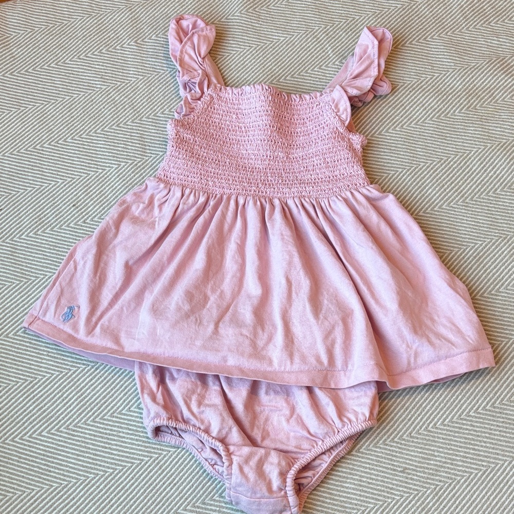 Ralph Lauren Dusty Pink Smocked Infant Dress
